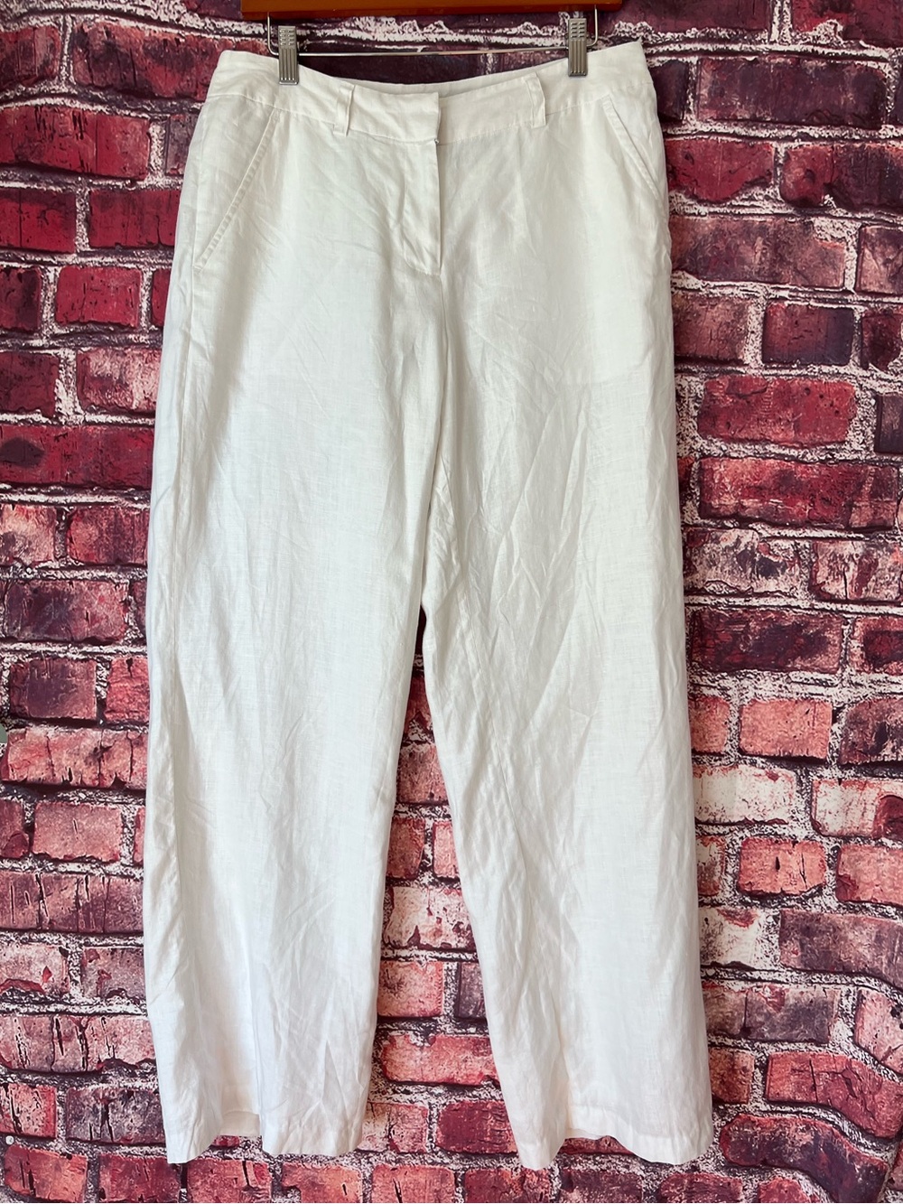 Merona Target White Linen Wide Leg Lined Trousers Pants